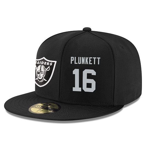 NFL Oakland Raiders #16 Jim Plunkett Stitched Snapback Adjustable Player Hat - Black/Silver